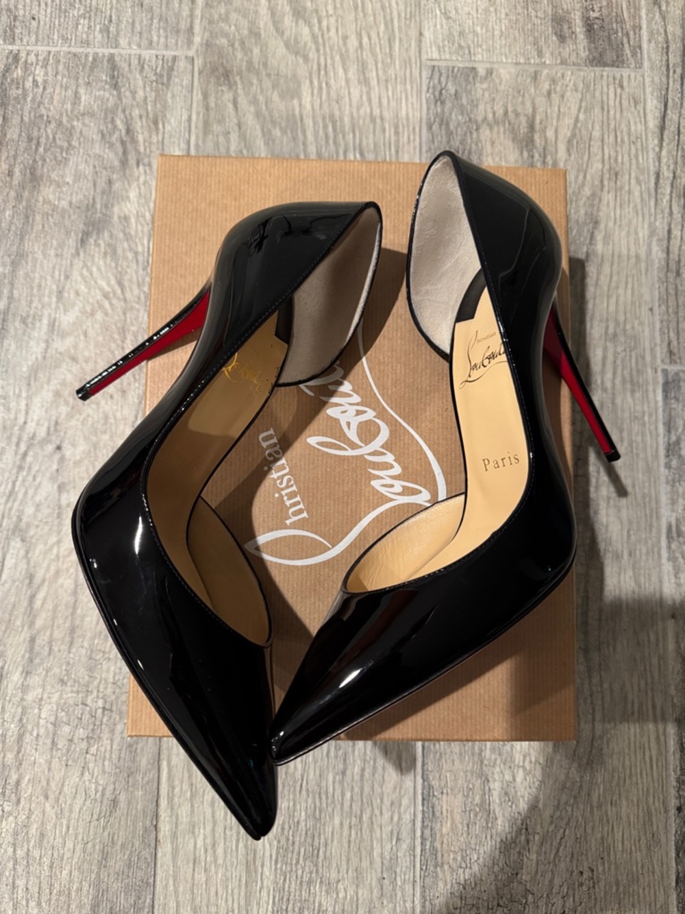 Christian Louboutin Black Patent Pointed D'Orsay Pumps - Picture 2 of 6